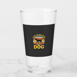 Life Is Better With A Dog Retro Glass