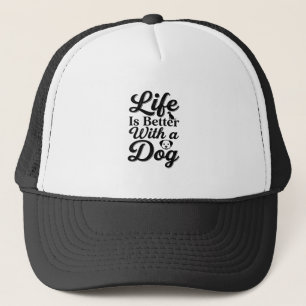 Life Is Better With a Dog Vintage Pet Lover Shirt_ Trucker Hat