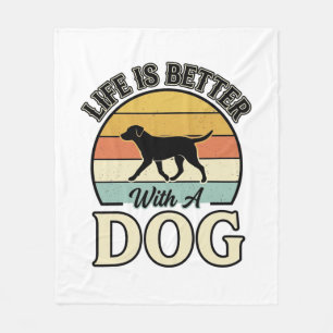 Life Is Better With A Dog Vintage Shirt Design_1 Fleece Blanket