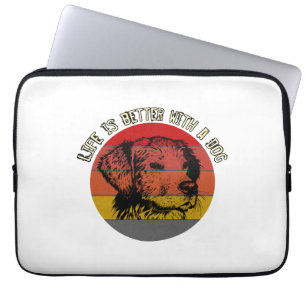 Life is better with a dog, vintage style laptop sleeve