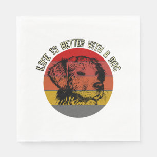 Life is better with a dog, vintage style napkin