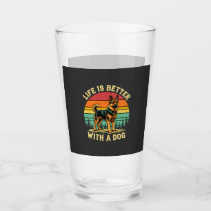 Life Is Better With A Dog - Vintage Sunset Glass