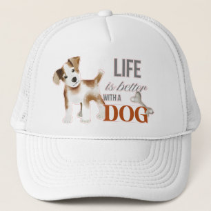 "Life is Better with a Dog" with Terrier Trucker Hat
