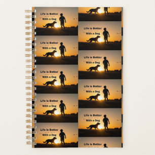 Life Is Better With a Dog, young boy, sunset Planner