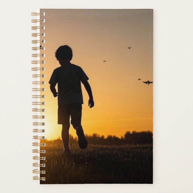 Life Is Better With a Dog, young boy, sunset  Planner (Front)