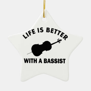 Life is better with a double bass ceramic tree decoration
