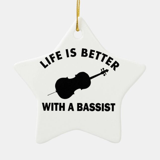 Life is better with a double bass ceramic tree decoration (Front)