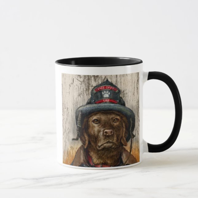 "Life is Better With a Firefighter" Chocolate Lab Mug (Right)