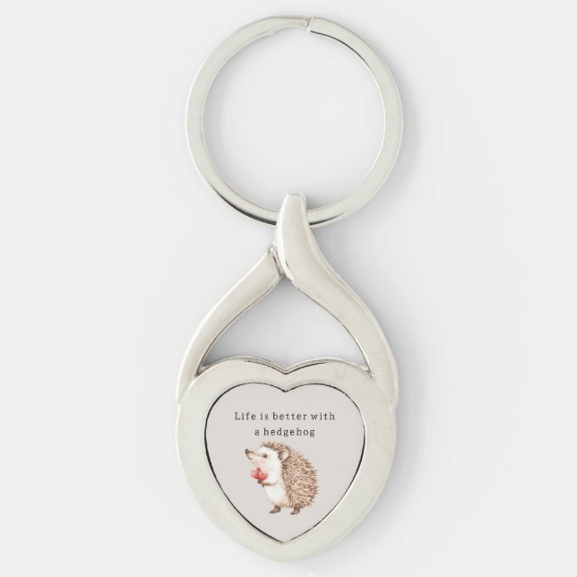 Life is better with a hedgehog hearts key ring (Front)