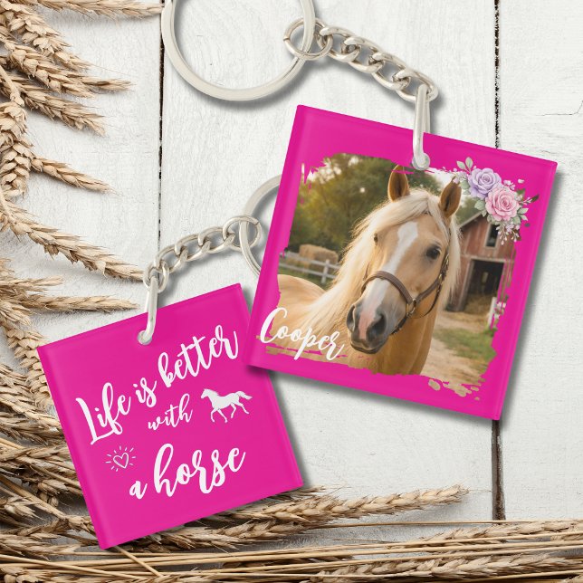 Life Is Better With A Horse Pink Custom Key Ring (Creator Uploaded)