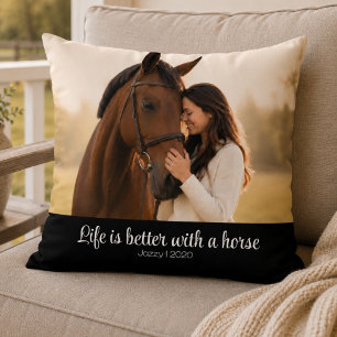 Life Is Better With A Horse Script Monogram Cushion