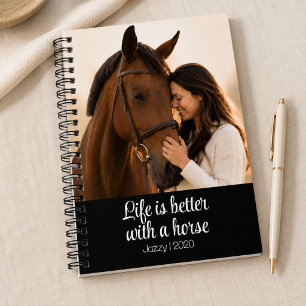 Life Is Better With A Horse Script Monogram Notebook