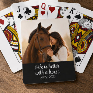 Life Is Better With A Horse Script Monogram Playing Cards