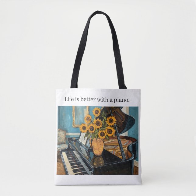 Life is better with a piano - awesome totebag! tote bag (Front)