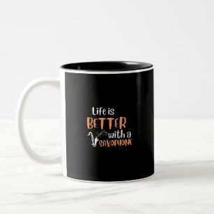 LIFE IS BETTER WITH A SAXOPHONE Two-Tone COFFEE MUG
