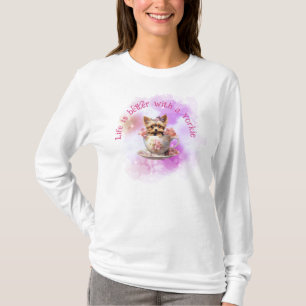 Life is Better With A Yorkie - Floral Teacup T-Shirt