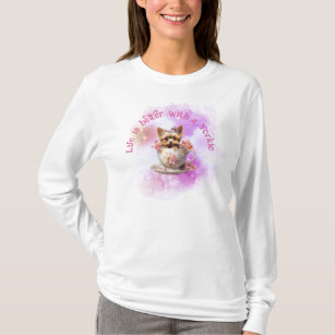 Life is Better With A Yorkie - Floral Teacup  T-Shirt