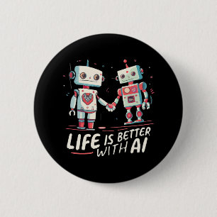 Life is better with AI 6 Cm Round Badge