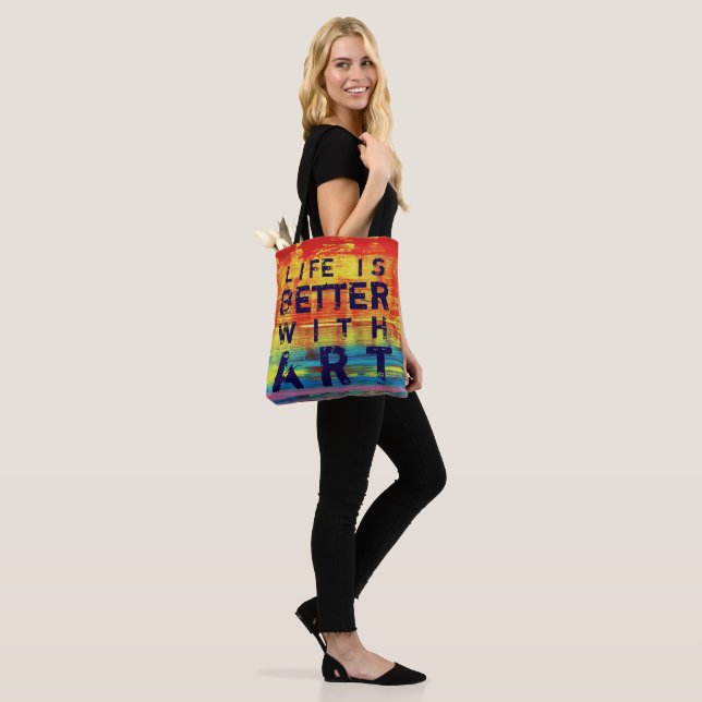 Life is Better with Art- Sunny Yellow Abstract Art Tote Bag (On Model)