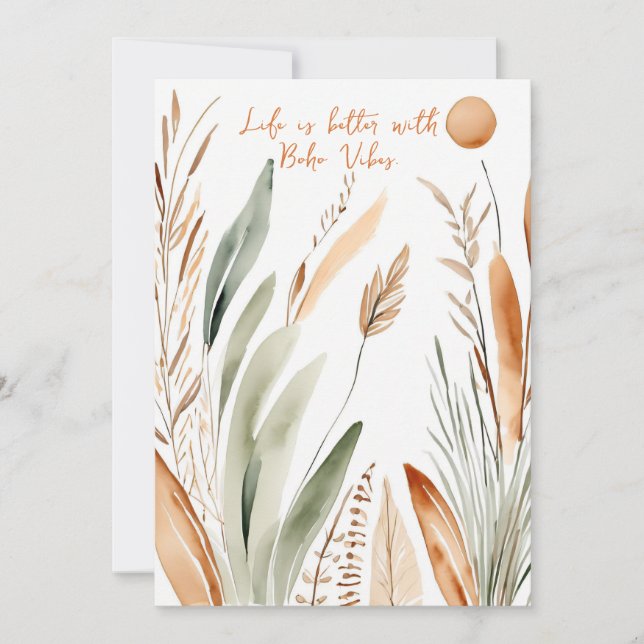 Life Is Better with Boho Vibes – w/ writting space Holiday Card (Front)