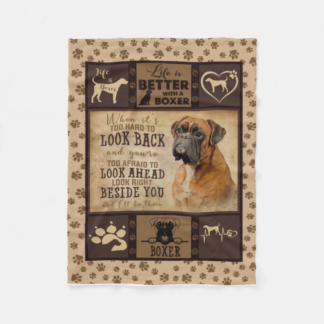 Life Is Better With Boxer Fleece Blanket, Dog Love (Front)