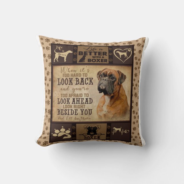 Life Is Better With Boxer Fleece Blanket, Dog Love Cushion (Front)