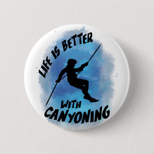 Life is Better With Canyoning Canyoneer Watercolor 6 Cm Round Badge