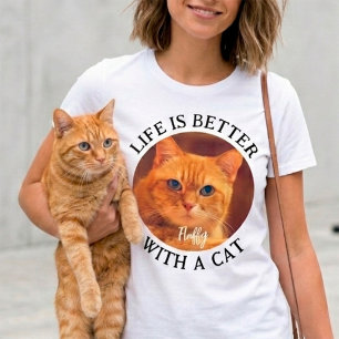 Life is Better with Cat Personalised Kitten Photo T-Shirt