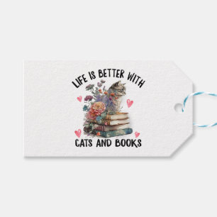 Life is better with Cats and Books Funny Cat Gift Tags