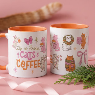 Life Is Better With Cats & Coffee Cute Cat Lover Mug