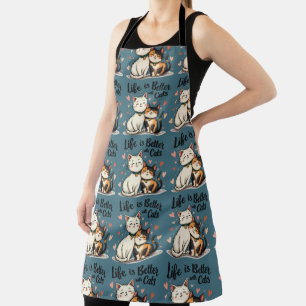 Life is Better with Cats Cute Cat Aesthetic Apron