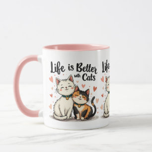 Life is Better with Cats Cute Cat Aesthetic Mug
