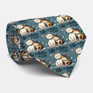 Life is Better with Cats Cute Cat Aesthetic Tie