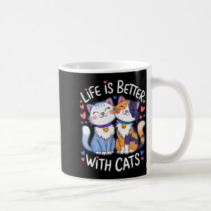 Life Is Better With Cats Cute Cat Lover Valentine' Coffee Mug