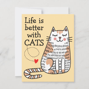Life Is Better With Cats Doodle Card