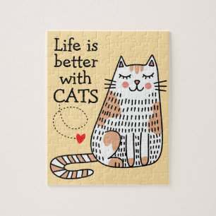 Life Is Better With Cats Doodle Jigsaw Puzzle