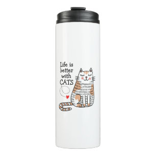 Life Is Better With Cats Doodle Thermal Tumbler