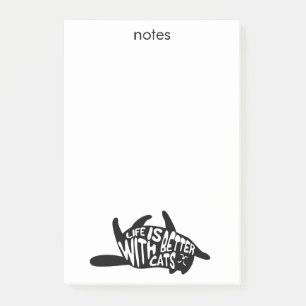 Life is better with cats   Fun Typography Post-it Notes