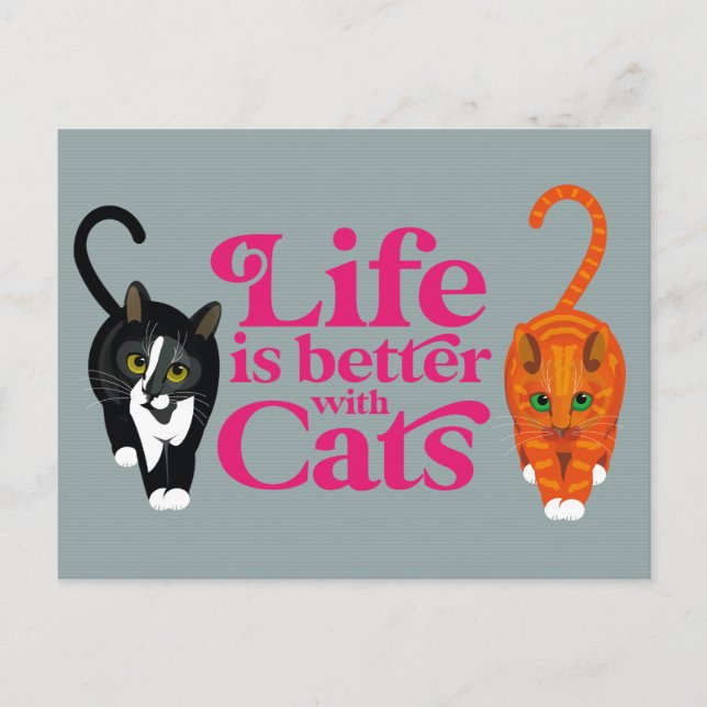 Life is better with cats Postcard (Front)