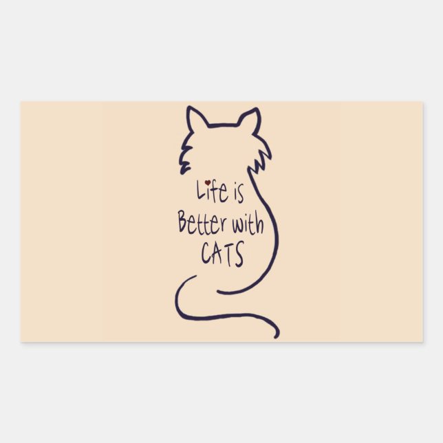 Life is Better with Cats Rectangular Sticker (Front)
