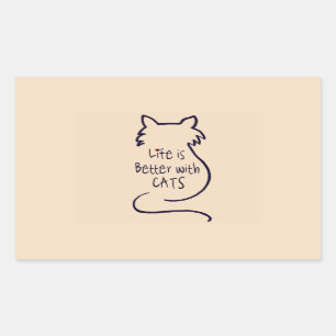 Life is Better with Cats Rectangular Sticker