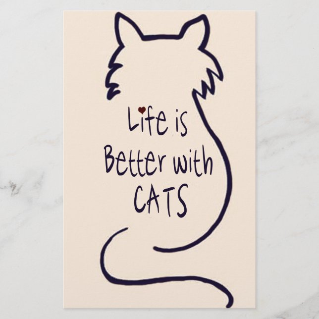 Life is Better with Cats Stationery (Front)