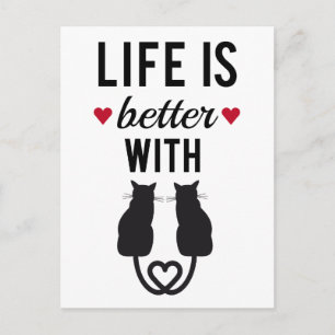 Life is better with cats, text design, word art postcard