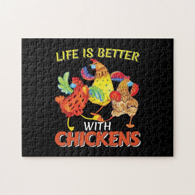 Life is Better with Chickens Jigsaw Puzzle (Horizontal)