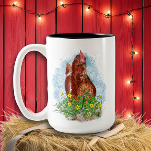 Life is Better with Chickens Two-Tone Coffee Mug