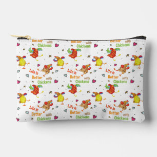 Life is Better with Chickens Watercolor Art Accessory Pouch