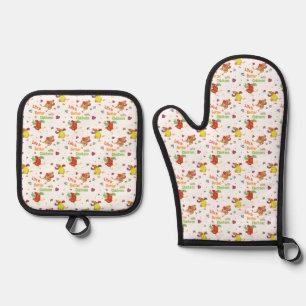 Life is Better with Chickens Watercolor Art Oven Mitt & Pot Holder Set