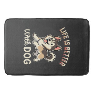 Life Is Better With Dog Cartoon Bath Mat