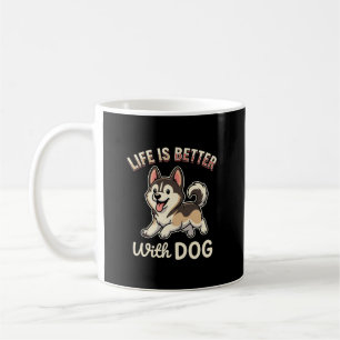 Life Is Better With Dog Cartoon Coffee Mug