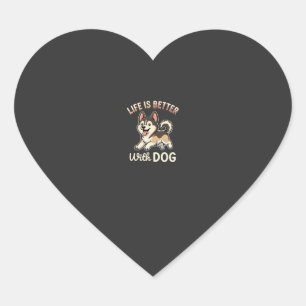 Life Is Better With Dog Cartoon Heart Sticker